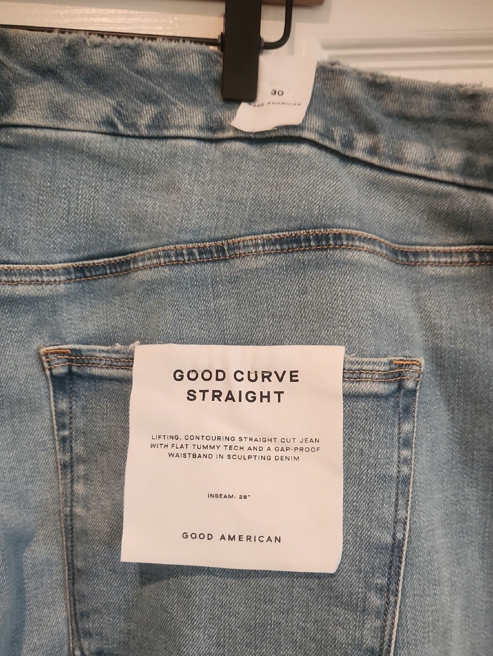 NWT Good American Plus Sz 30 Good Curve Straight Distressed Denim Jeans Inseam28 - Picture 5 of 10